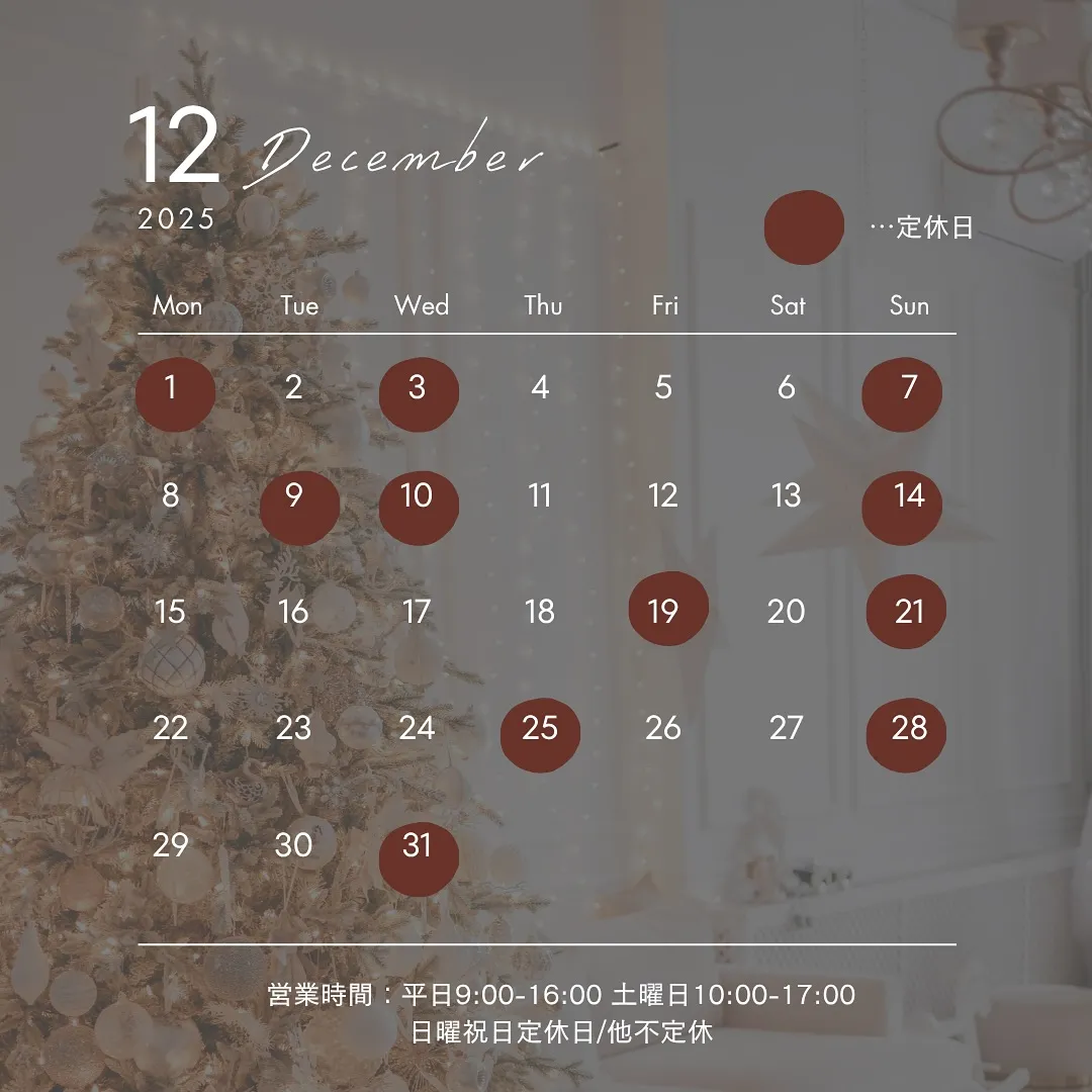 🫎12月のお休みとお知らせ🫎
