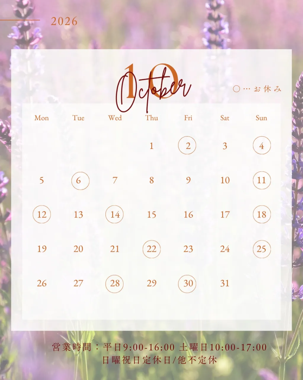 🫎10月のスケジュール🫎